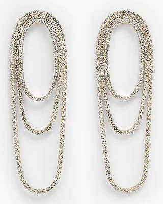 Rhinestone Looped Chain Drop Earrings Women's Gold