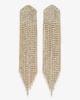 Rhinestone Fringe Drop Earrings Women's Gold