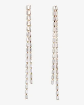 Rhinestone Baguette Linear Drop Earrings Women's Gold