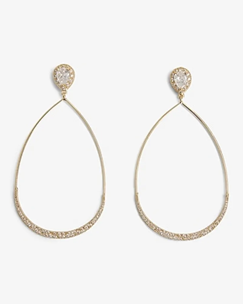 Rhinestone Wire Teardrop Earrings