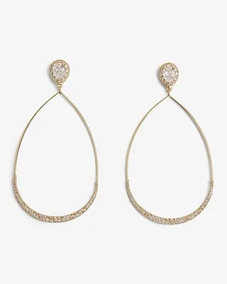 Rhinestone Wire Teardrop Earrings Women's Gold