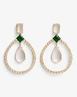 Rhinestone Teardrop Statement Earrings Women's Gold