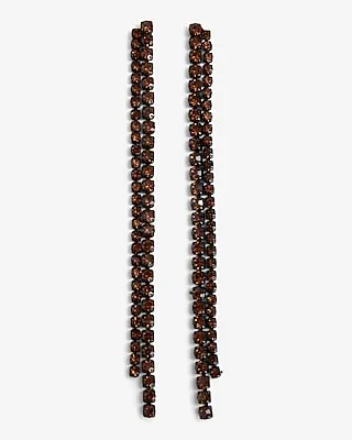 Rhinestone Cup Chain Linear Drop Earrings Women's Brown