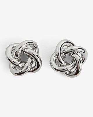 Knot Post Back Earrings Women's Silver