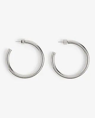 Tube Hoop Earrings Women's Silver