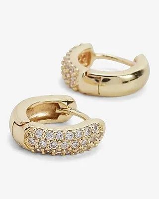 Rhinestone Pave Huggie Earrings Women's Gold