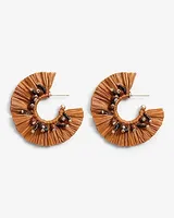 Beaded Fan Hoop Earrings Women's Orange