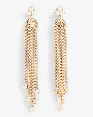 Pearl Fringe Drop Earrings Women's Gold