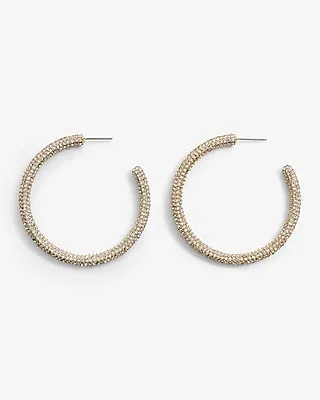 Rhinestone Embellished Hoop Earrings Women's Gold