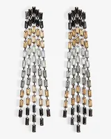 Triangle Ombre Fringe Drop Earrings Women's Gray