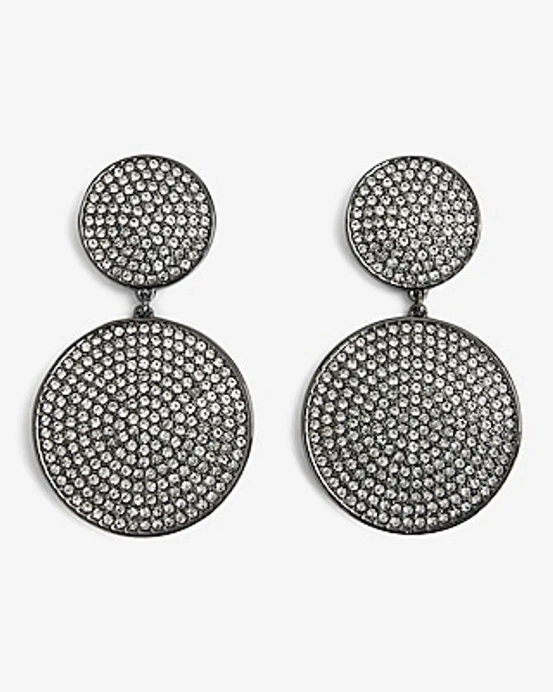 Rhinestone Double Circle Drop Earrings