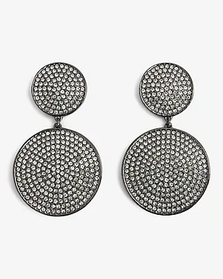 Rhinestone Double Circle Drop Earrings