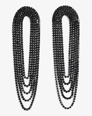 Rhinestone Looped Chain Drop Earrings