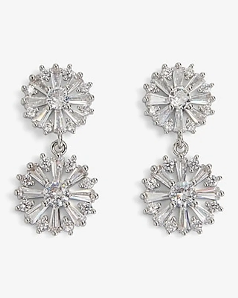 Rhinestone Crystal Drop Earrings Women's Silver