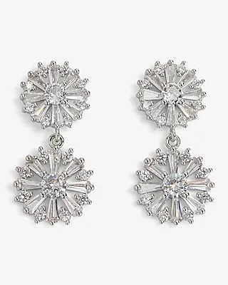 Rhinestone Crystal Drop Earrings Women's Silver