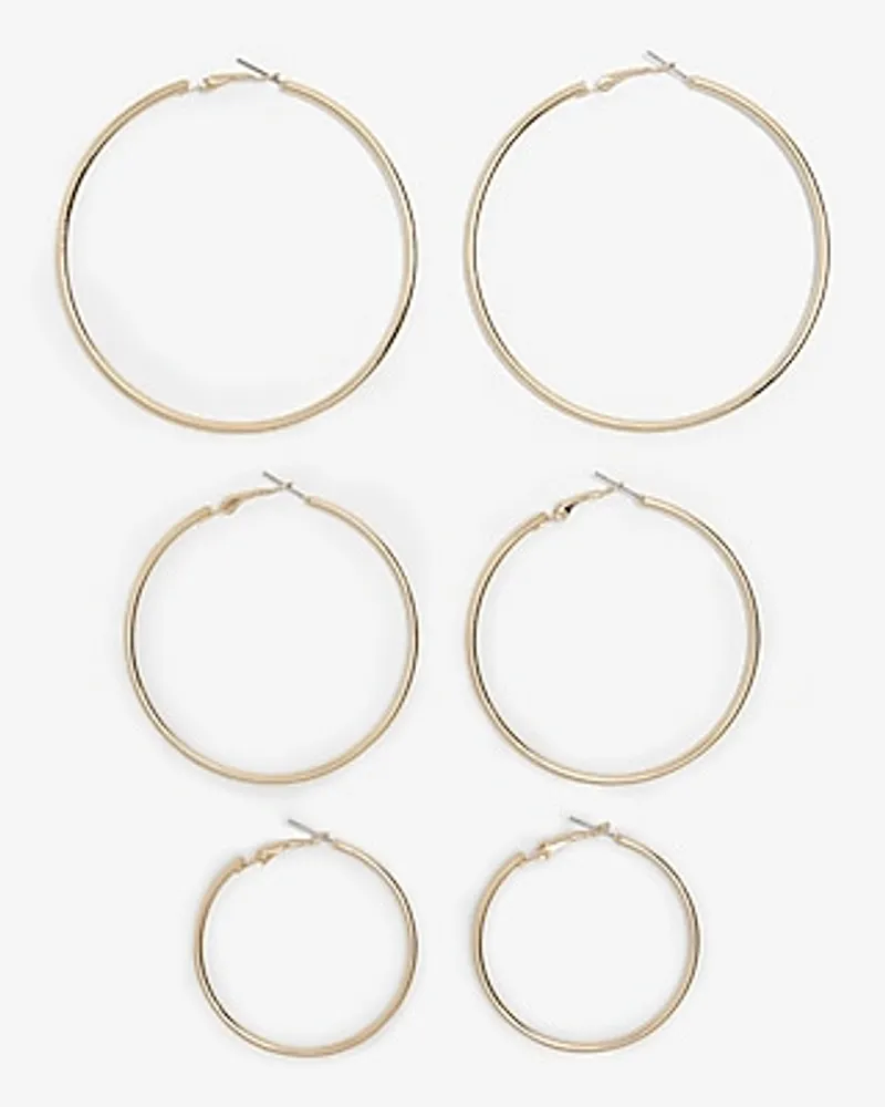 Set Of 3 Mixed Size Hoop Earrings