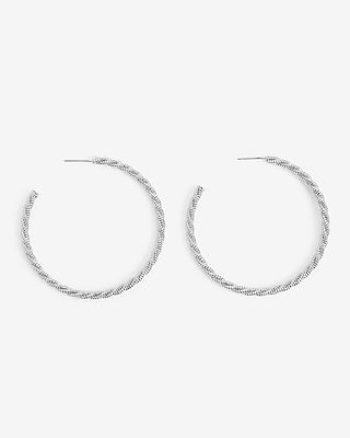 Classic Twist Large Hoop Earrings Women's Silver