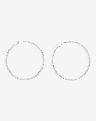 Classic Textured Hoop Earrings Women's Silver
