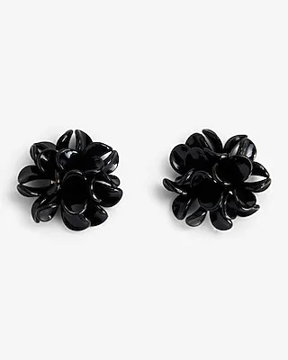 Floral Pearlescent Stud Earrings Women's Black