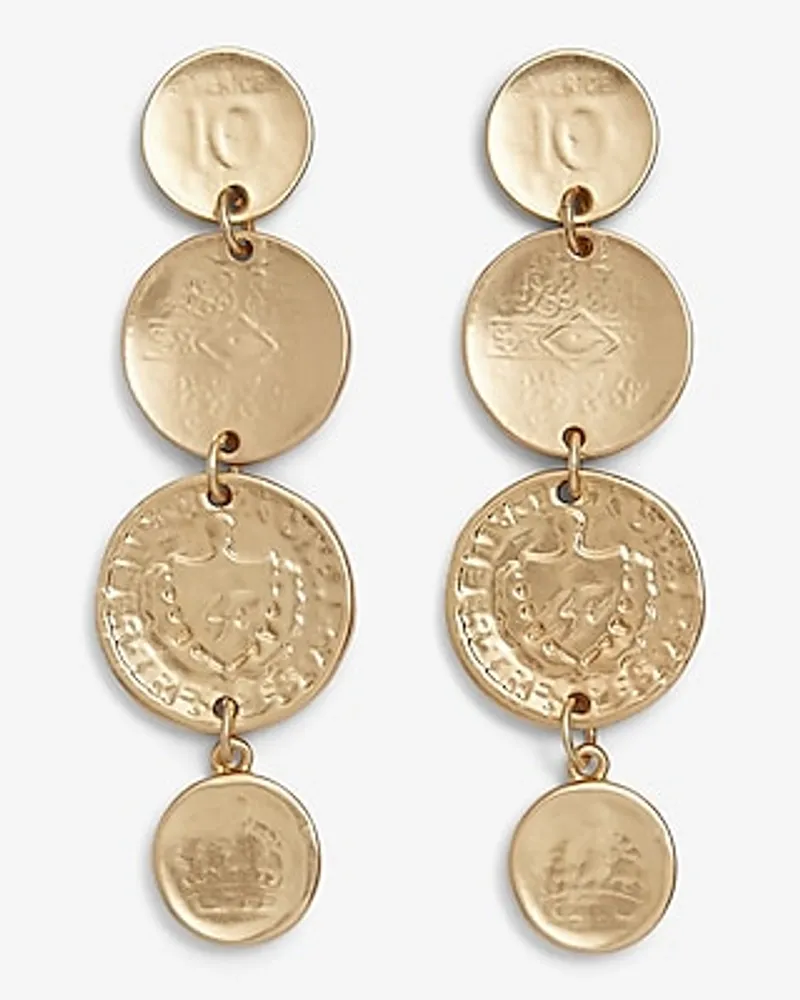 Coin Linear Drop Earrings