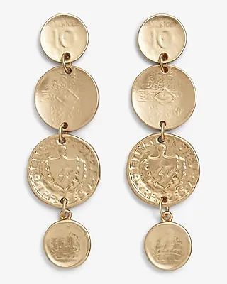 Coin Linear Drop Earrings Women's Gold