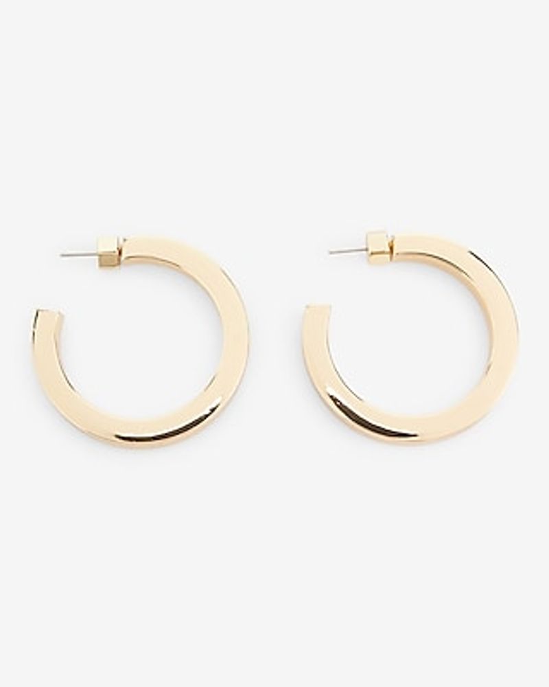 Squared Hoop Earrings Women's Gold