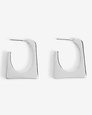Square J Hoop Earrings Women's Silver