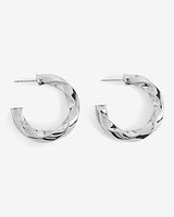 Medium Twist Hoop Earrings Women's Silver