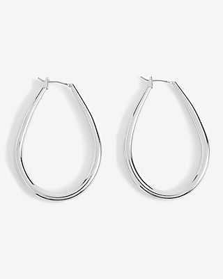 Teardrop Hoop Earrings Women's Silver