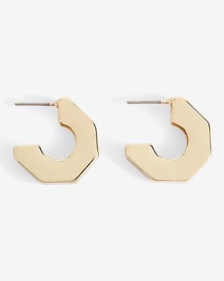 Mini Hexagon Huggie Hoop Earrings Women's Gold