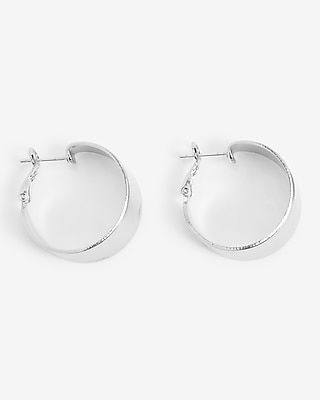Wide Textured Hoop Earrings Women's Silver