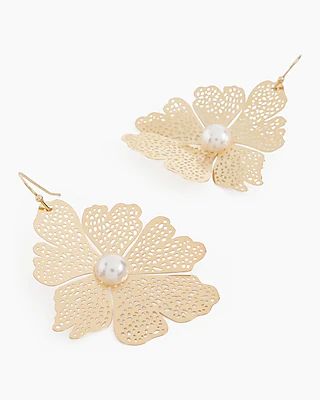 Filigree Flower Earrings Women's Gold