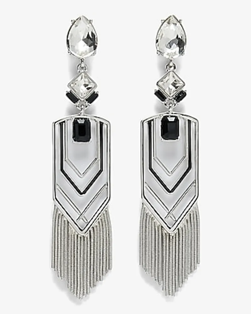 Stone Fringe Drop Earrings