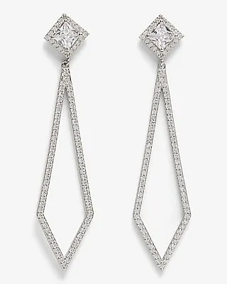Rhinestone Diamond Teardrop Earrings Women's Silver