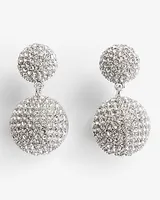 Rhinestone Double Circle Drop Earrings Women's Silver