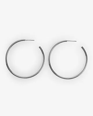 Classic Thin Post Back Hoop Earrings Women's Silver