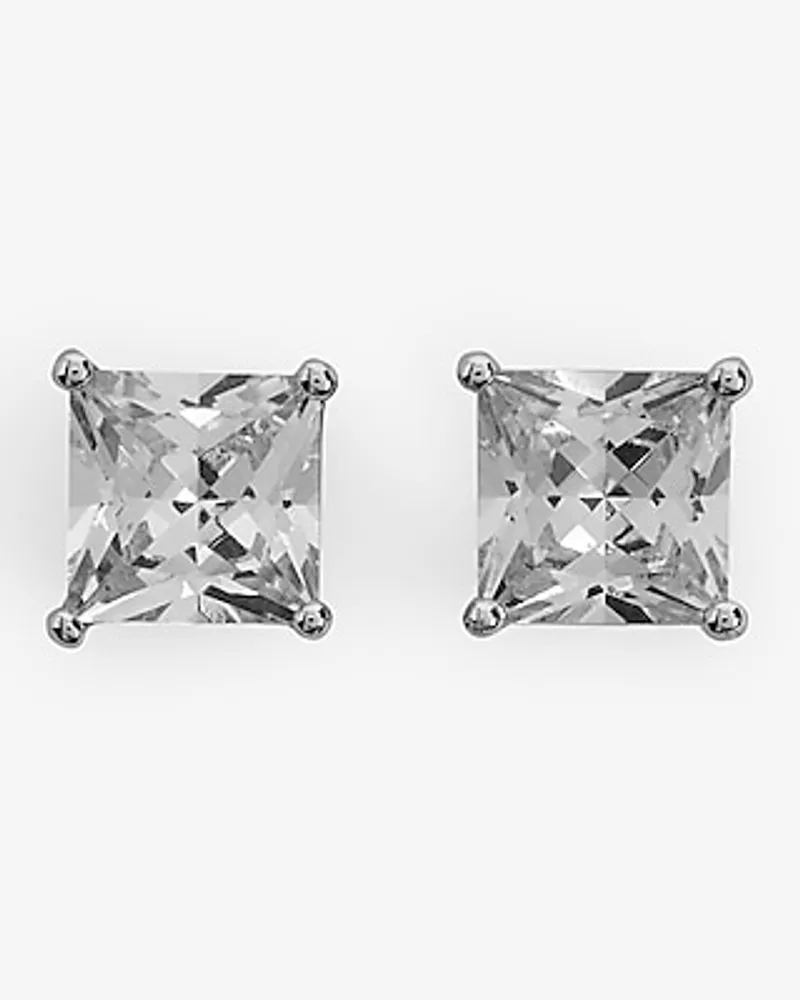 Rhinestone Stud Earrings Women's Silver