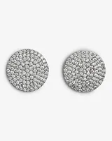 Rhinestone Pave Circle Stud Earrings Women's Silver