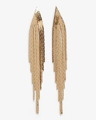 Tapered Fringe Drop Earrings Women's Gold