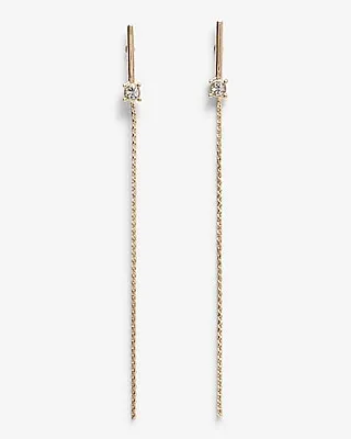 Dainty Crystal Bar Chain Drop Earrings