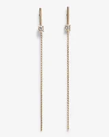 Dainty Crystal Bar Chain Drop Earrings Women's Gold