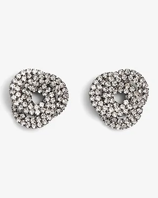 Rhinestone Pave Knot Stud Earrings Women's Gray
