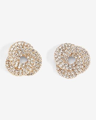 Rhinestone Pave Knot Stud Earrings Women's Gold