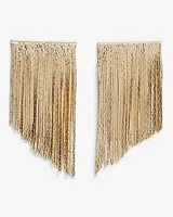 Asymmetric Chain Fringe Earrings Women's Gold