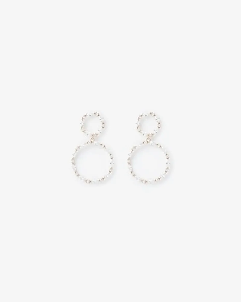 Cubic Zirconia Double Circle Earrings Women's Gold