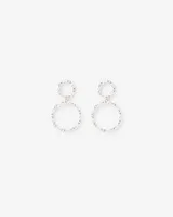 Cubic Zirconia Double Circle Earrings Women's Gold