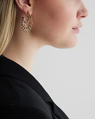Filigree Post Back J Hoop Earrings Women's Gold