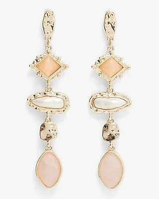 Multi Shape Stone Linear Drop Earrings Women's Gold