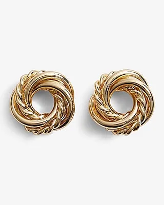 Twisted Knot Stud Earrings Women's Gold