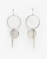 Circle & Bar Charm Drop Earrings Women's Silver